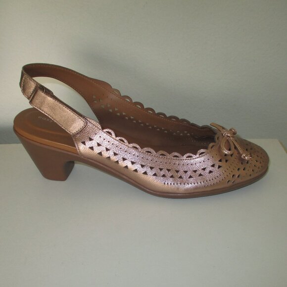 Easy Spirit Womens Bronze Laser-cut Leather Slingback w/2.5" Heel NWOB - 9.5M - Picture 3 of 9